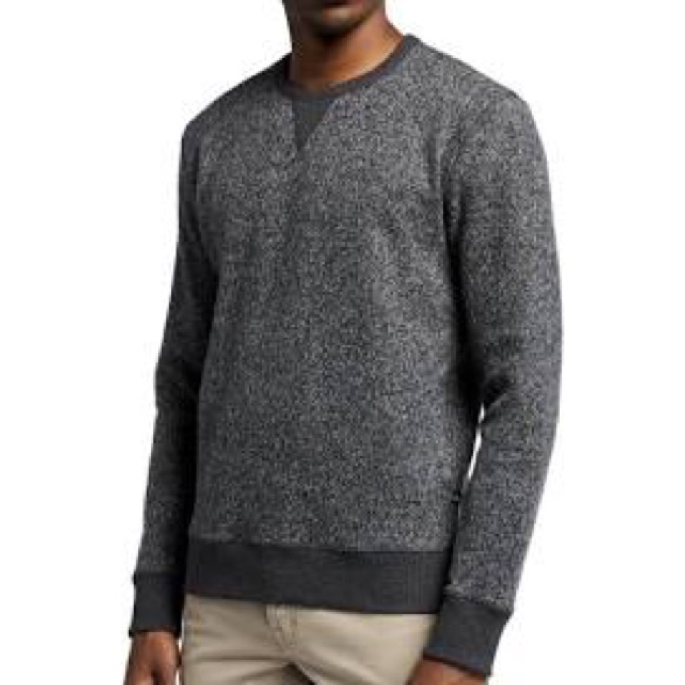 Rails Heston Heather Grey and Black Reversible Melange Sweater in X-Large